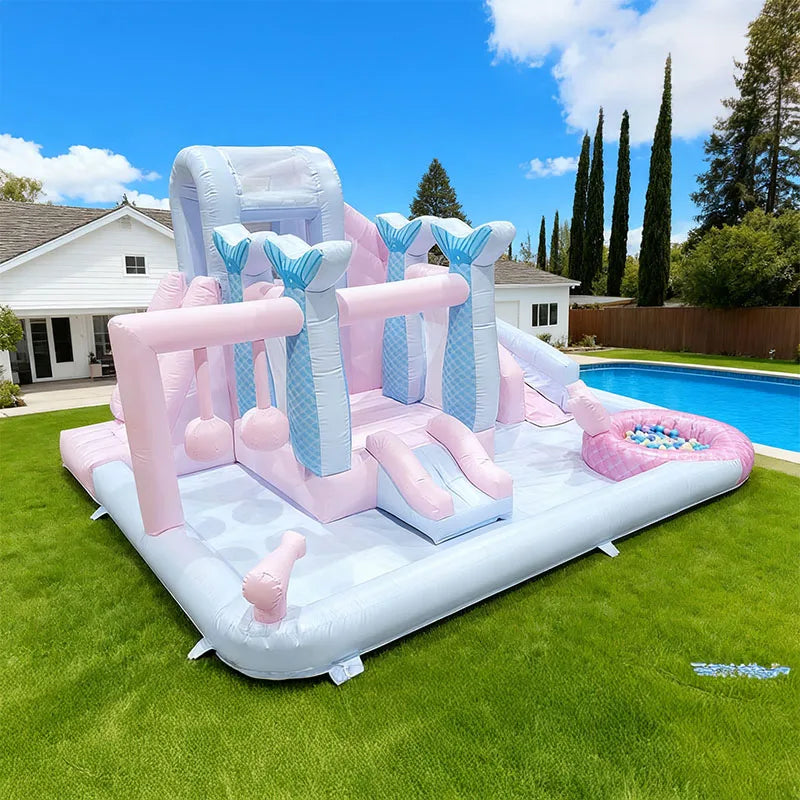 Pink Princess Inflatable Outdoor Water Slide & Splash Pool