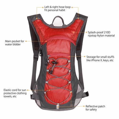 Hydration Pack with 2L Water Bladder – 70 oz Backpack
