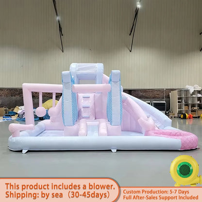 Pink Princess Inflatable Outdoor Water Slide & Splash Pool