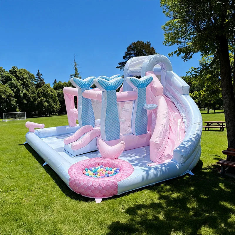Pink Princess Inflatable Outdoor Water Slide & Splash Pool